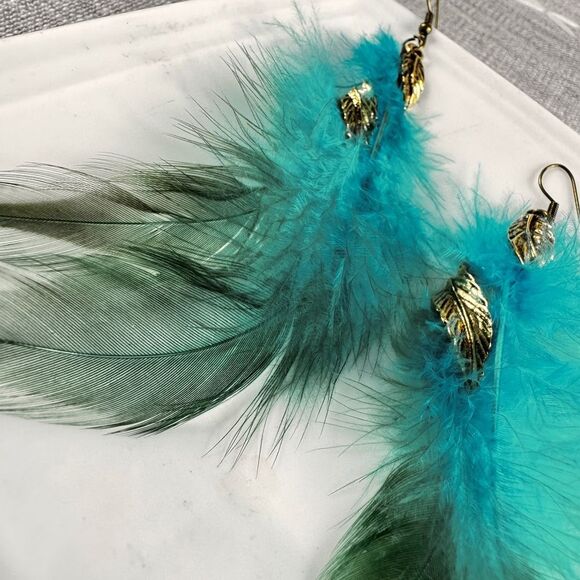 Free People Blue and Gold Feather Earrings - Picture 7 of 10